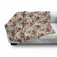 thumbnail image 3 of Floral Soft Flannel Fleece Throw Blanket, Hot Pink Purple Colored Flowers with Leaves Watercolored Image with Buds Artwork, Cozy Plush for Indoor and Outdoor Use, 60" x 80", Multicolor, by Ambesonne, 3 of 6