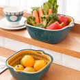 thumbnail image 4 of SugarBloom 6-Piece Kitchen Strainer Set, Multifunctional Vegetable and Fruit Basket with Pasta Strainer, 3 Sizes Double-Layer Colanders for Washing and Draining,blue and green, 4 of 9