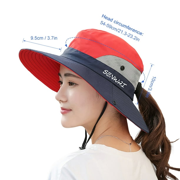 Womens Ponytail Sun Hat Outdoor UV Protection Foldable Floppy