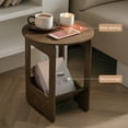 thumbnail image 6 of Round End Table with Lower Shelf, Snacks Small Round Side Table, Coffee Table, Nightstand for Small Spaces, Living Room, Bedroom (Brown), 6 of 6
