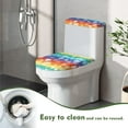 thumbnail image 4 of Renewold 2pcs Anti-Slip Toilet Lid Cover Tank Lid Covers Fit Most Round Elongated Toilet Valentine's Day Decor Rainbow Stripes Hearts Bathroom Dust Cover Set, 4 of 6