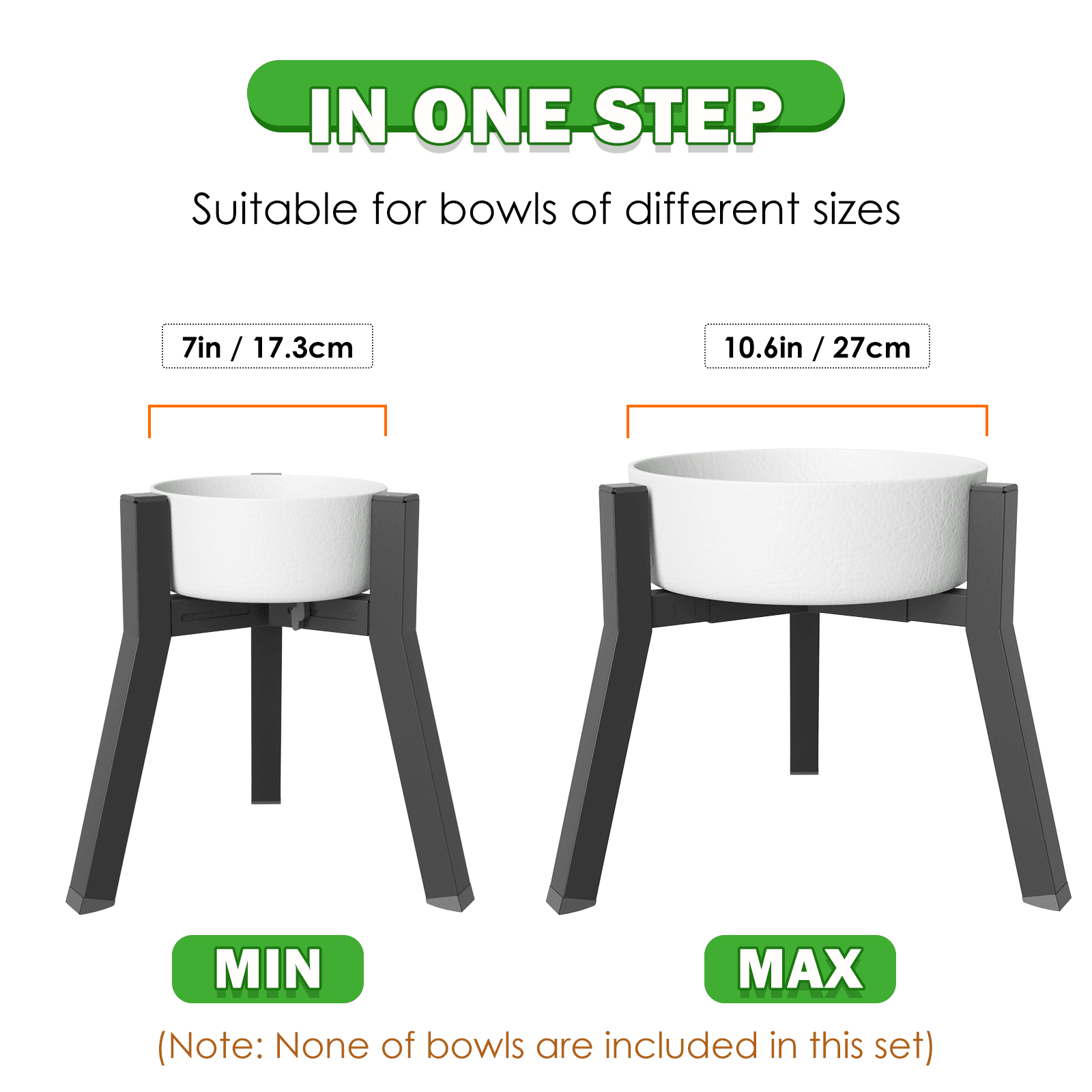 2 Pack Dog Bowl Stand for Large Medium Dogs, Adjustable Width Single Raised Bowl Holder for Dogs, Bowls Not Included