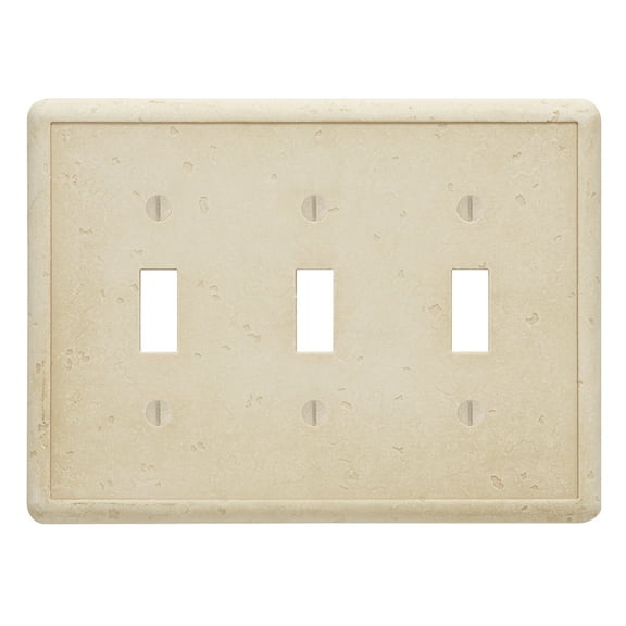 Questech Decor Triple Toggle Light Switch Cover, Tumbled Texture, Travertine