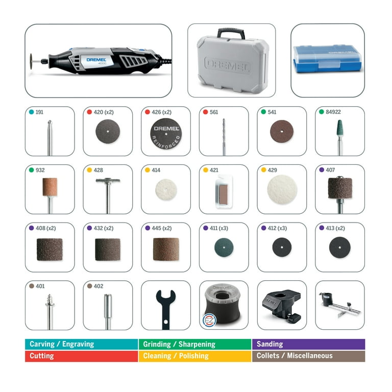 Dremel 4000-2/30 - Kit para herramienta giratoria de alto rendimiento, 2  accesorios y 30 accesorios, amoladora, lijadora, grabadora, perfecto para