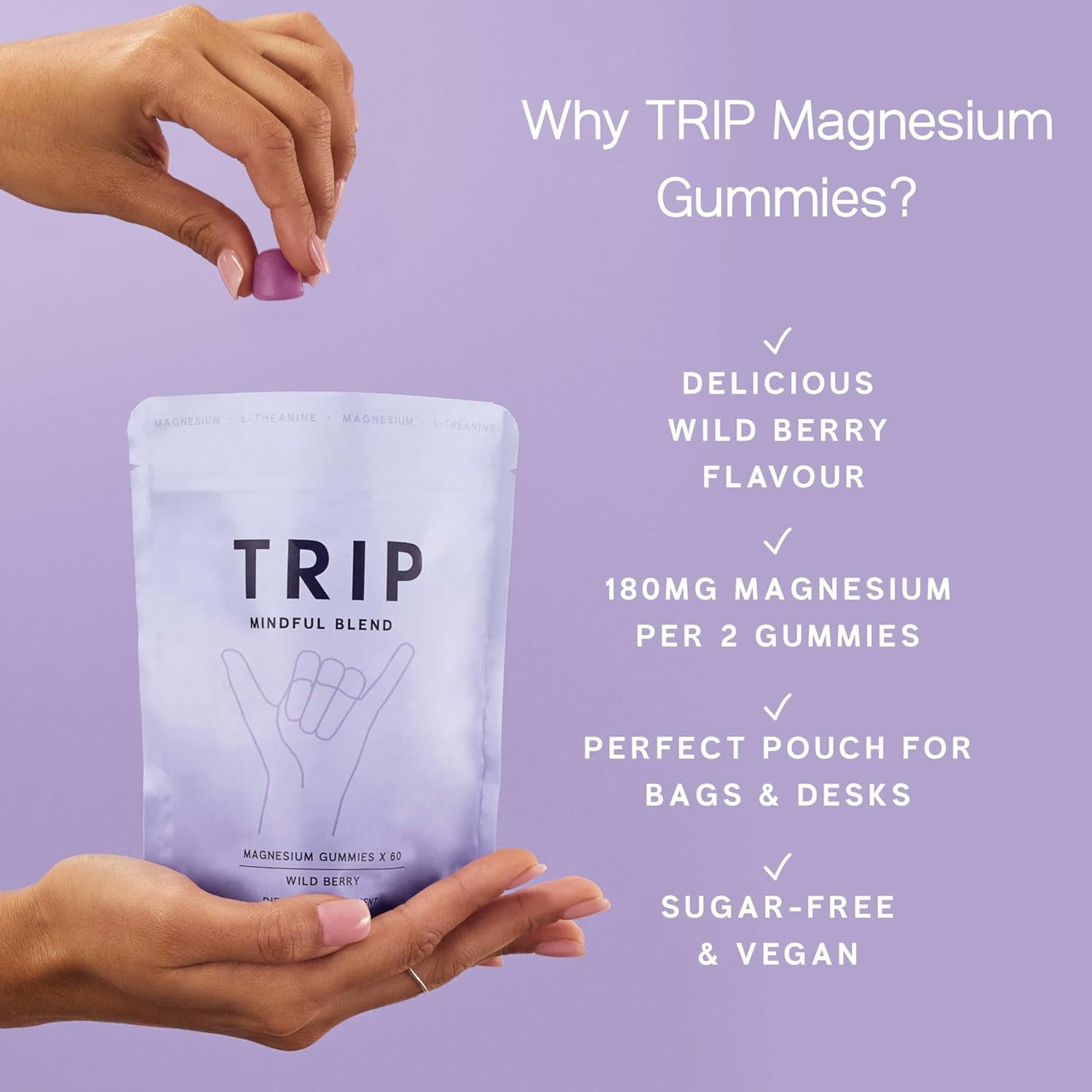 Mindful Blend Magnesium Gummies Wild Berry Flavor