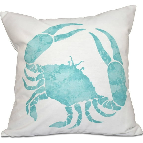 Simply Daisy 16" x 16" Crab Animal Print Outdoor Pillow, Teal