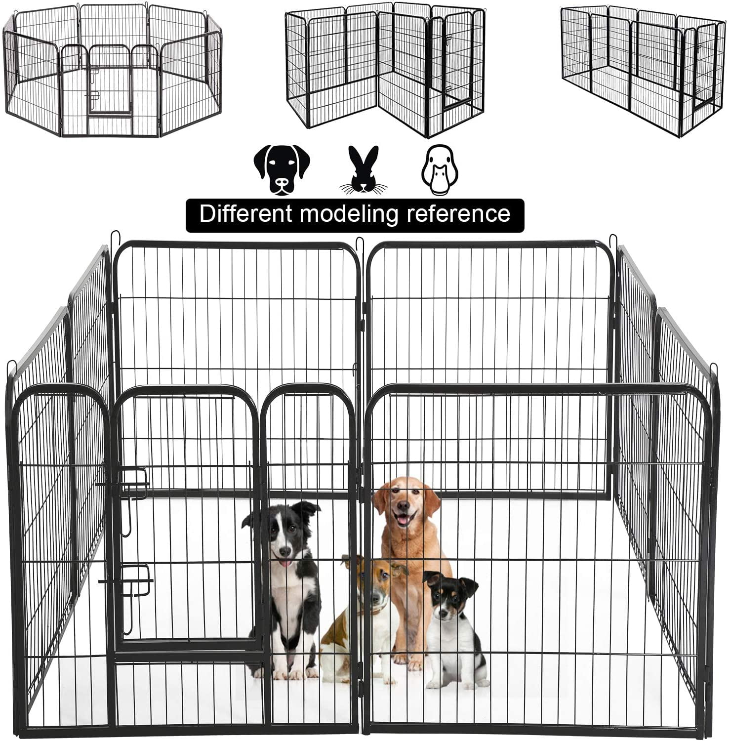 24" Tall Dog Playpen 8 Panel Exercise Fence Cage Kennel w/ Door Outdoor Indoor 