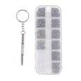 thumbnail image 1 of KAKOWELY Vis pour Lunettes 1100 Pcs/boîte Vis pour Lunettes Outil de Réparation de Lunettes Kit de Réparation de Lunettes pour Lunettes 5.12"X1.97"X0.59 Pouces, 1 of 5