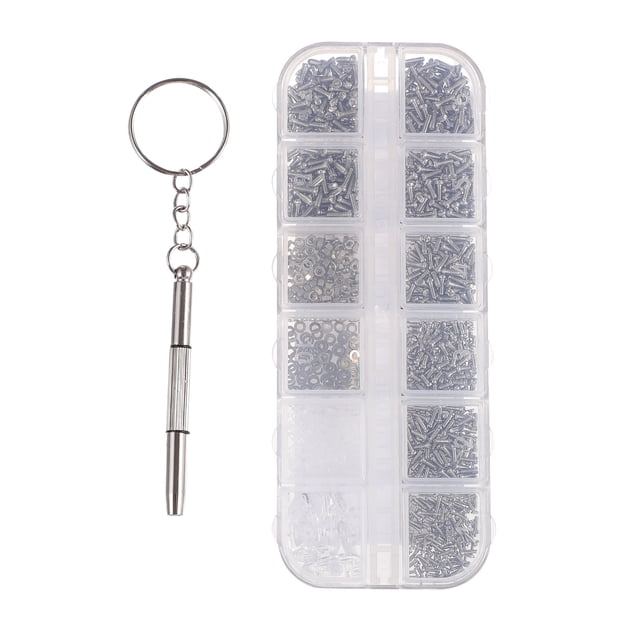 KAKOWELY Vis pour Lunettes 1100 Pcs/boîte Vis pour Lunettes Outil de Réparation de Lunettes Kit de Réparation de Lunettes pour Lunettes 5.12"X1.97"X0.59 Pouces