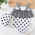 thumbnail image 6 of Lkhaha Polka Dot Gingham One Piece Swimsuit fot Toddler Girls Ruffle Hem Bathing Suit with Swim Cap White 5-6 Years, 6 of 9
