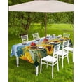 thumbnail image 4 of Hokiten Outdoor Tablecloths with Umbrella Hole & Zipper, Summer Sunflower Rectangle Tablecloth 52x70 Inch, Watercolor Pastoral Mountain Flowers Waterproof Table Cloth, Patio/Pool/Picnic Table Covers, 4 of 7