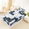 thumbnail image 4 of Homewish Vintage Daisy Floral Twin Sheets,Boho Geometric Art Bedding,White Blue,3pcs,1 Fitted Sheet and 1 Pillowcase, 4 of 6
