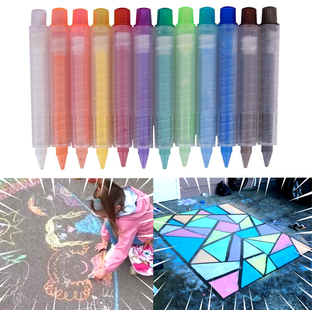 12PCS Chalk Dustless Twistable Colored Chalkboard Chalks 1.00mm Tip Art