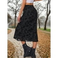 thumbnail image 3 of DARING DIVA Women's High Waist Bodycon Mesh Fishtail Midi Skirts M Black, 3 of 6