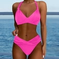thumbnail image 2 of oqasdz Solid Color Women Two Piece Bathing Suits Push Up Bikini Sets Swimsuit Vintage Swimwear Cute Female Beachwear, 2 of 5