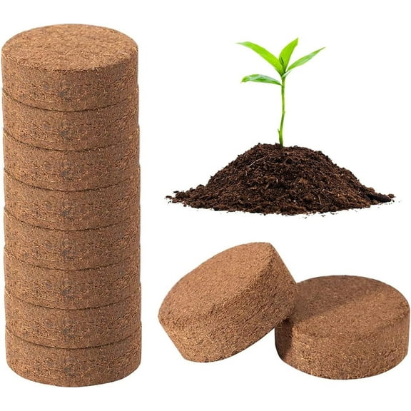 Bexikou 50 Pcs 30mm Compressed Coco Coir Pellets-Organic Coco Coir Fiber Potting Soil,Coco Peat Starters Soil Plant Starter Pellets, Coconut Soil for Herbs, Plants, Flowers and Vegetables