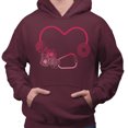 thumbnail image 2 of Heart Flowers Stethoscope Hoodie Sweatshirt Unisex Large Maroon, 2 of 5