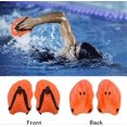 thumbnail image 2 of 1 Pair Swimming Hand Paddle Swimming Hydrodynamic Design Silicone Swimming Training Aid Paddle, Orange, 2 of 5