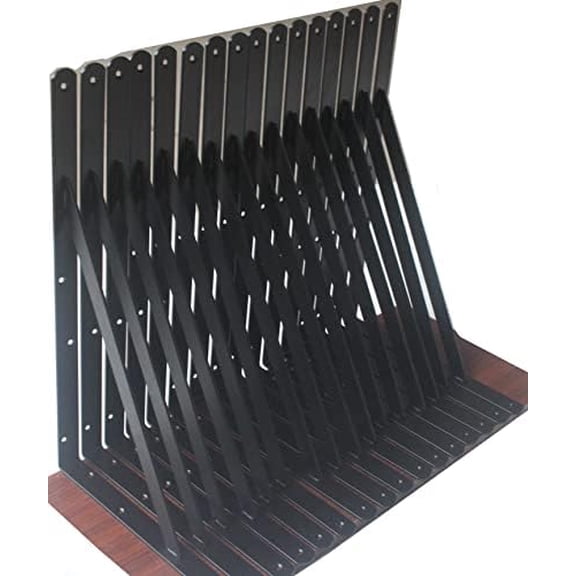 20 Pack L16 x H 10" Black Heavy Duty Shelf Brackets with Screws Metal Shelf Brackets Shelf Support Angle Brackets for Shelves L Brackets Heavy Duty Floating Shelf