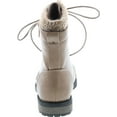 thumbnail image 4 of LInk Mango-31 Kids Round Toe Military Lace Up Knit Ankle Cuff Low Heel Combat Boots, Taupe, 3, 4 of 7