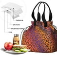 thumbnail image 4 of Orange and Purple Of Leopard Print Drawstring Lunch Bag Women - Drawstring Lunch Bag Insulated for Work Office - Stain-Resistant Large Lunchbags for Women with Multi-Pockets, 4 of 6