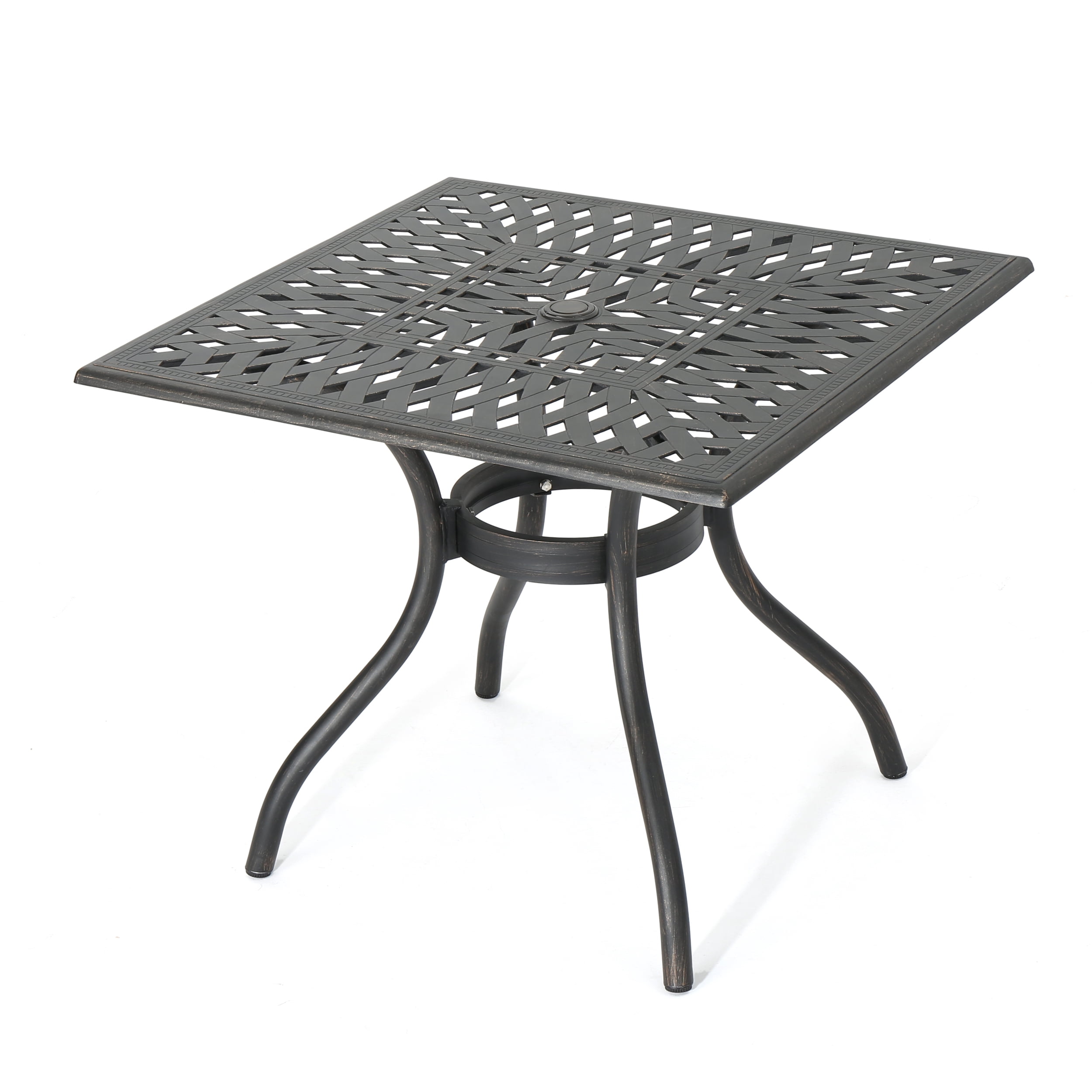 Atlanta Outdoor Cast Aluminum Square Dining Table, Shiny Copper Finish