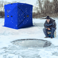 thumbnail image 5 of Portable Ice Fishing Tent Spacious 3 to 4 Person Pop-Up Ice Shack for Winter Fishing Ice Fishing Shelter with Oxford Fabric, Cotton Padding, Blue, 5 of 7