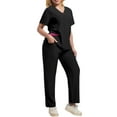 thumbnail image 6 of Fgvctg Women Scrubs Sets Plus Size Nursing Top Petite V Neck Scrub Tops and Pants Scrub Sets Medical Scrub Sets Uniformes De Enfermeras De Mujer Black XL, 6 of 6