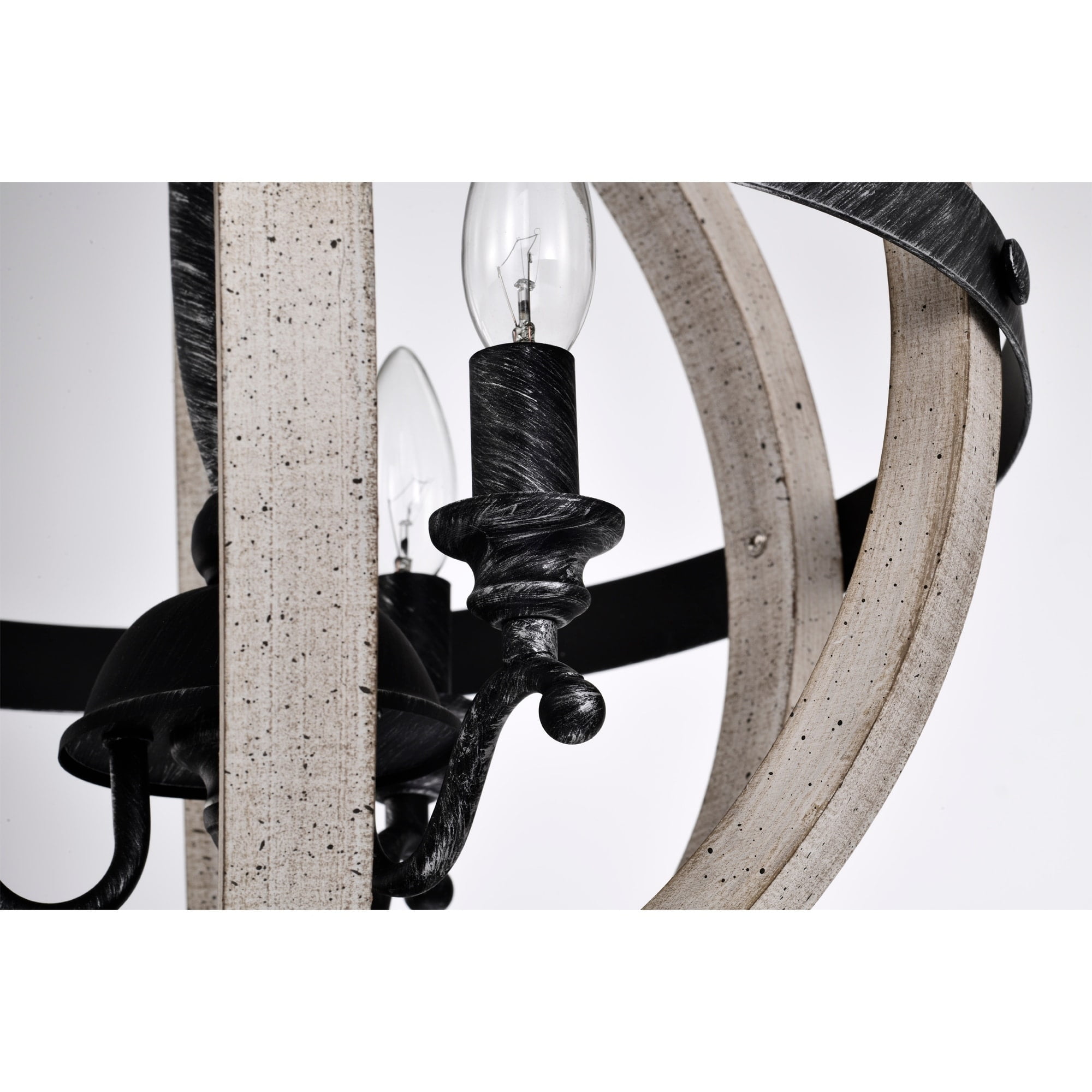 Davi 16 in. 3-Light Indoor Weathered Black and Weathered White Finish Chandelier with Light Kit