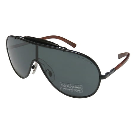 New Ralph Lauren 3074pq Mens/Womens Shield Full-Rim 100% UVA & UVB Black / Marble Brown 100% Sun Protection Fancy Fashion Accessory Frame Gray Lenses 0-0-135 Sunglasses/Eyewear