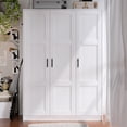 thumbnail image 5 of 3 Doors Wooden Wardrobe Closet Armoire, White Storage Cabinet for Hanging Clothes, Bedroom Large Capacity Freestanding Armoire,Wood Wardrobe Combination with Shelves, 5 of 7