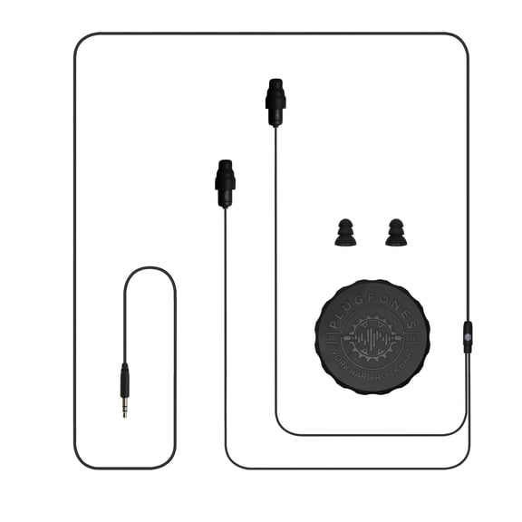 Plugfones Guardian In-Ear Earplug Earbud Hybrid - Noise Reduction In-Ear Headphones (Black)