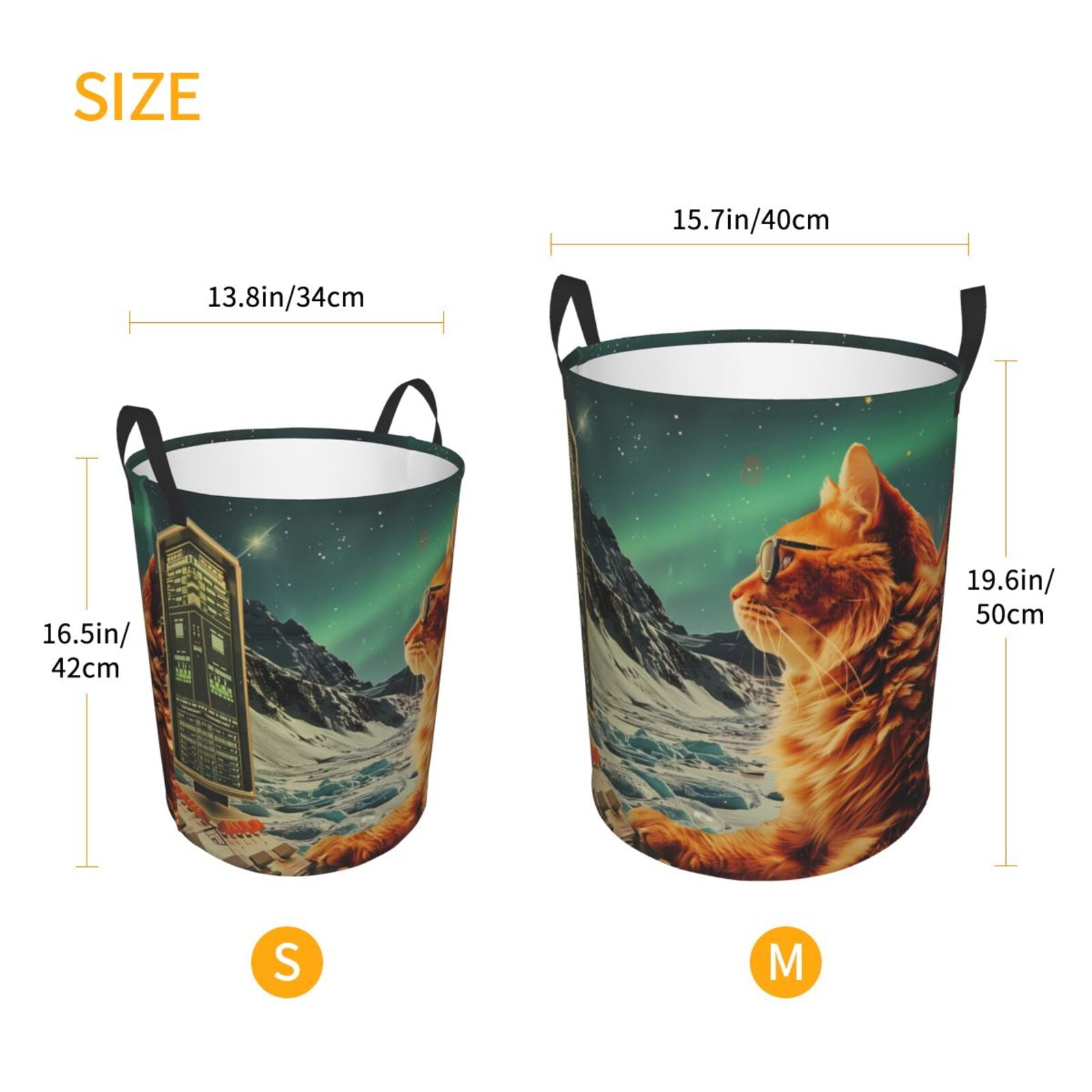 Large Laundry Basket with Handles - Space Adventurer Cat Kids Baby Dirty Clothes Laundry Hamper for Bedroom Aesthetic