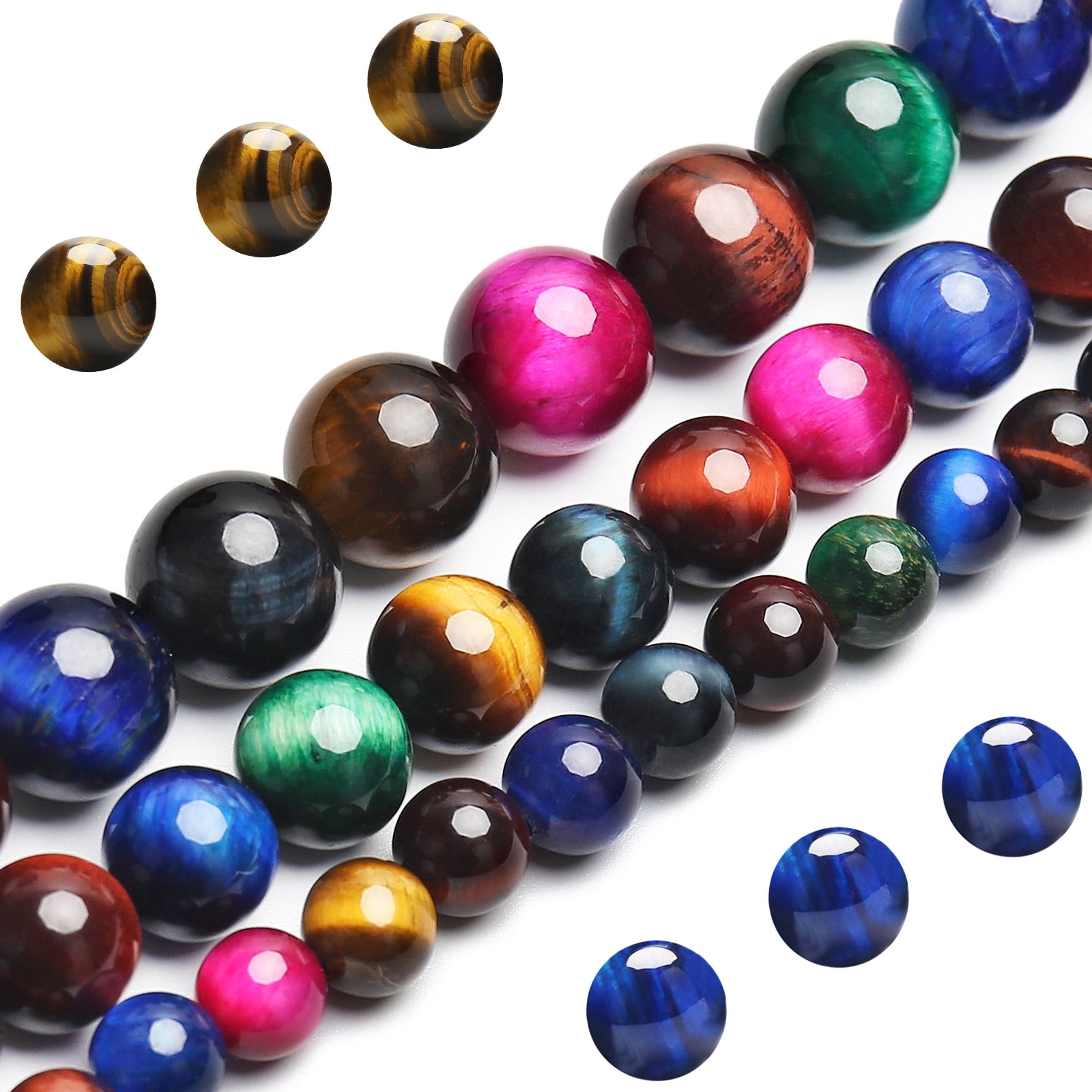 BEADNOVA 10mm AAA Yellow Tiger Eye Gemstone Gem Round Loose Beads for Jewelry Making (38-40pcs)