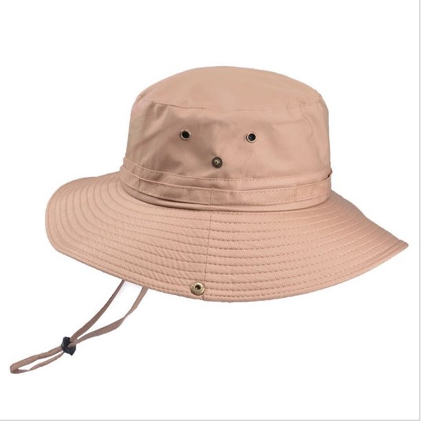 Sombrero de pescador de primavera y verano para hombre, de color liso, de ala ancha, plegable, para pesca, montañismo y exteriores