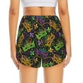 thumbnail image 4 of Xecao's Mardi Gras Surface for a double-layer running short for women, perfect for gym, tennis, and more, featuring a convenient pocket., 4 of 9