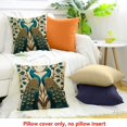 thumbnail image 4 of FCXZI Home Decor Throw Pillows Cover Peacock Design 100% Linen Decoration for Home Sofa Couch - Set of 1 Pillow Covers 24x24in, 4 of 5