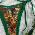thumbnail image 4 of DHFJKG Bikini Swimsuits For Women Two Piece Beach Outfits Floral Summer Side Tie Halter Triangle Top With Thong Bottoms Stylish Beachwear, 4 of 6
