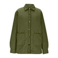 thumbnail image 3 of Nfurl Womens Puffer Jacket Lightweight Long Sleeve Button Down Padded Coats Women's Winter Coat with Pockets Warm Quilted Jackets Army Green XL, 3 of 4