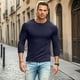 thumbnail image 2 of Camiseta básica informal de manga larga con degradado de color para hombre - Diseño ligero en el dobladillo, poliéster-spandex, tallas S-XXXL, 2 of 4