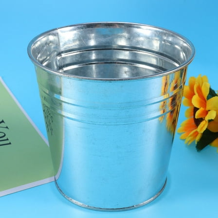 MUSEYA 5Pack Vintage Flower Pot Metal Silver Retro Planter for Garden Decoration and Home Use