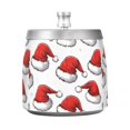 thumbnail image 7 of Yayeee Ashtray with Lid for Cigarette Smokeless Stainless Steel Home Ash Holder, Red Santa Hats Pattern, 7 of 7