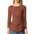 thumbnail image 7 of Unique Bargains Women's Round Neck Front Twist Top Long Sleeve Blouse, 7 of 7