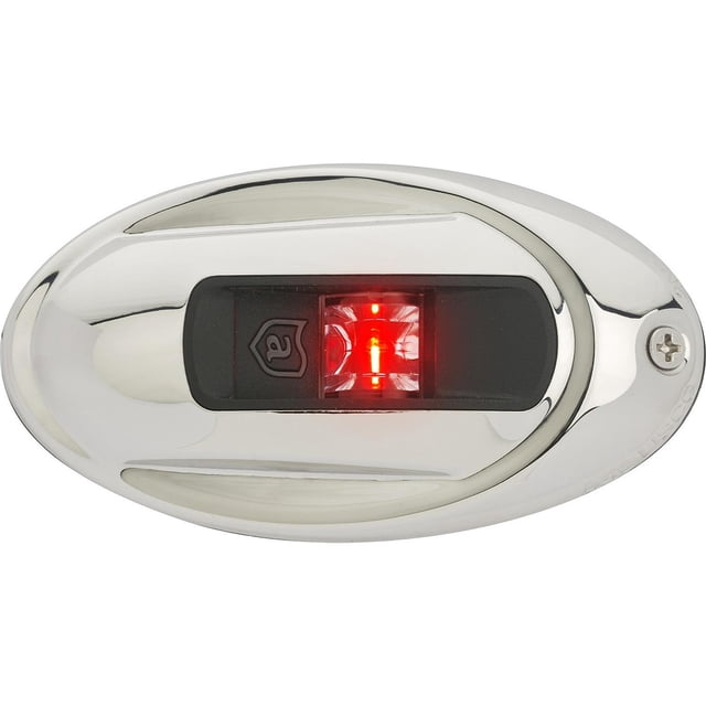 Attwood Lumière de Navigation Marine NV4012SSR-7 Série NV4012; Lumière Latérale Combinée; Elliptique; Lentille Rouge; Lentille en Polycarbonate; Boîtier Blanc; Boîtier en Acier Inoxydable; Montage Vertical