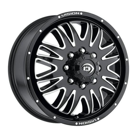 20x8.25 Vision 401 Rival Dually Front Gloss Black Machined Wheel 8x6.5 (105.5mm)