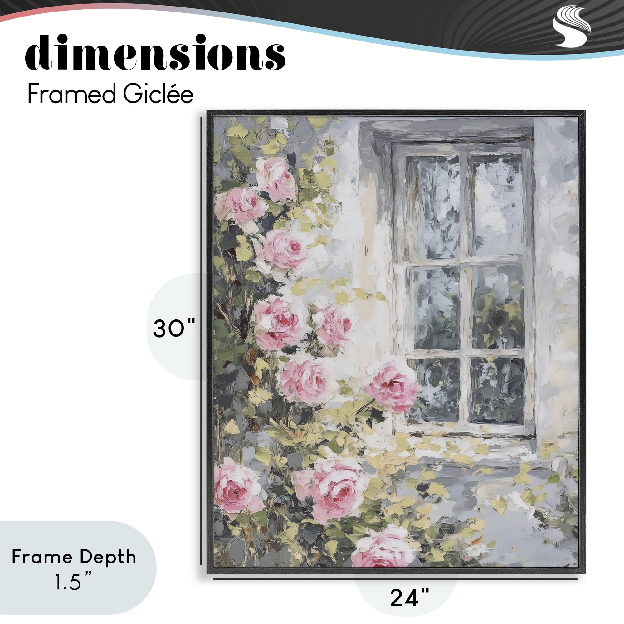 Stupell Industries View Of Roses Cottage Window Black Framed Giclee Art, design by LSR Design Studio