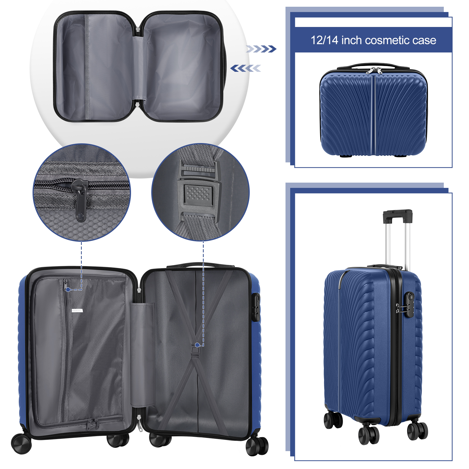 Travel Business Trip Striped Luggage Set PP 2 Piece (14"+20") Blue