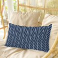 thumbnail image 4 of Navy Blue Geometric Pillow Covers, Linen Long Throw Pillow Case, Modern Pure Color Abstract Striped Holiday Pillow Protector Decorative Cushion Cover for Living Room/Bedroom 12" x 20", 4 of 8