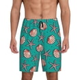thumbnail image 1 of Balery Starfish and Shell Pantalones cortos de pijama de punto de algodón para hombre con cinturilla y bolsillos-Small, 1 of 6