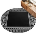 Black Round Living Room Rugs 7 ft, Boho Diamond Pattern Border Rustic ...